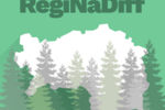 Logo RegiNaDiff_Steiermarklandkartenumriss und Bäume