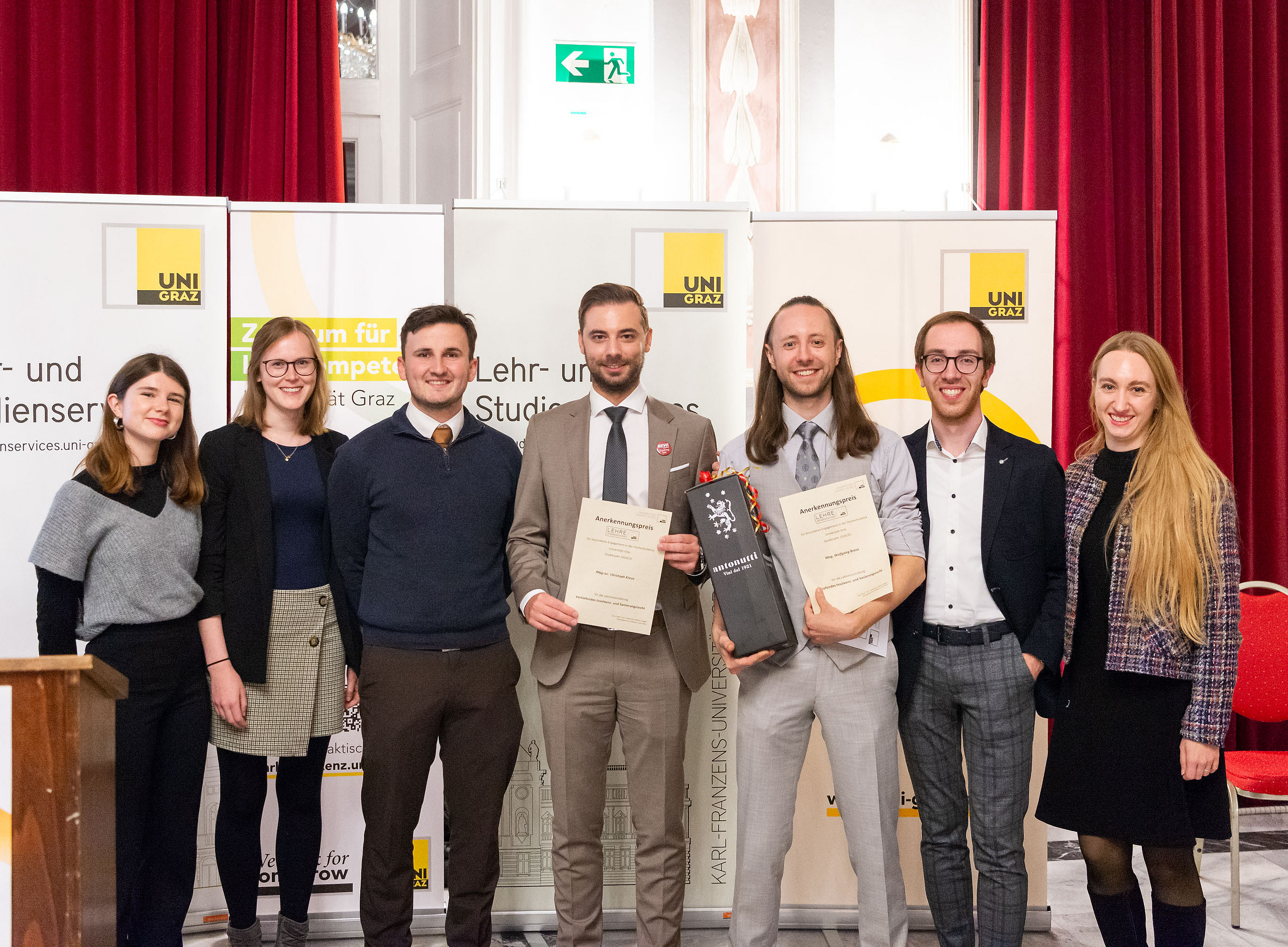Verleihung des Uni-Graz-Anerkennungs-Lehrpreises an Wolfgang Braza und Christoph Kreuz. 