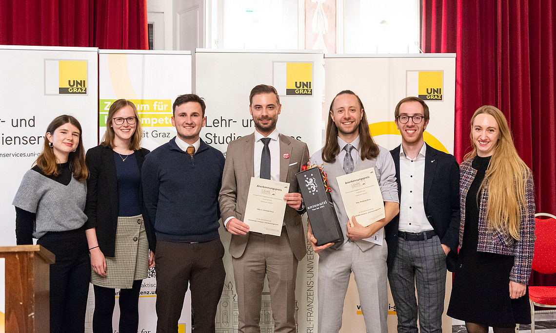 Verleihung des Uni-Graz-Anerkennungs-Lehrpreises an Wolfgang Braza und Christoph Kreuz.