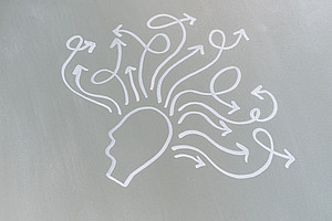 Drawing of Head with Arrows pointing away 