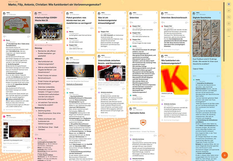 Padlet zum Thema Verbrennungsmotoren 