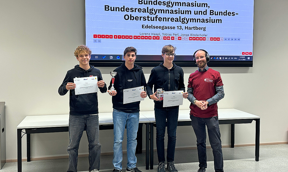 Group photo of the winners of the Naboj Junior Competition at the University of Graz