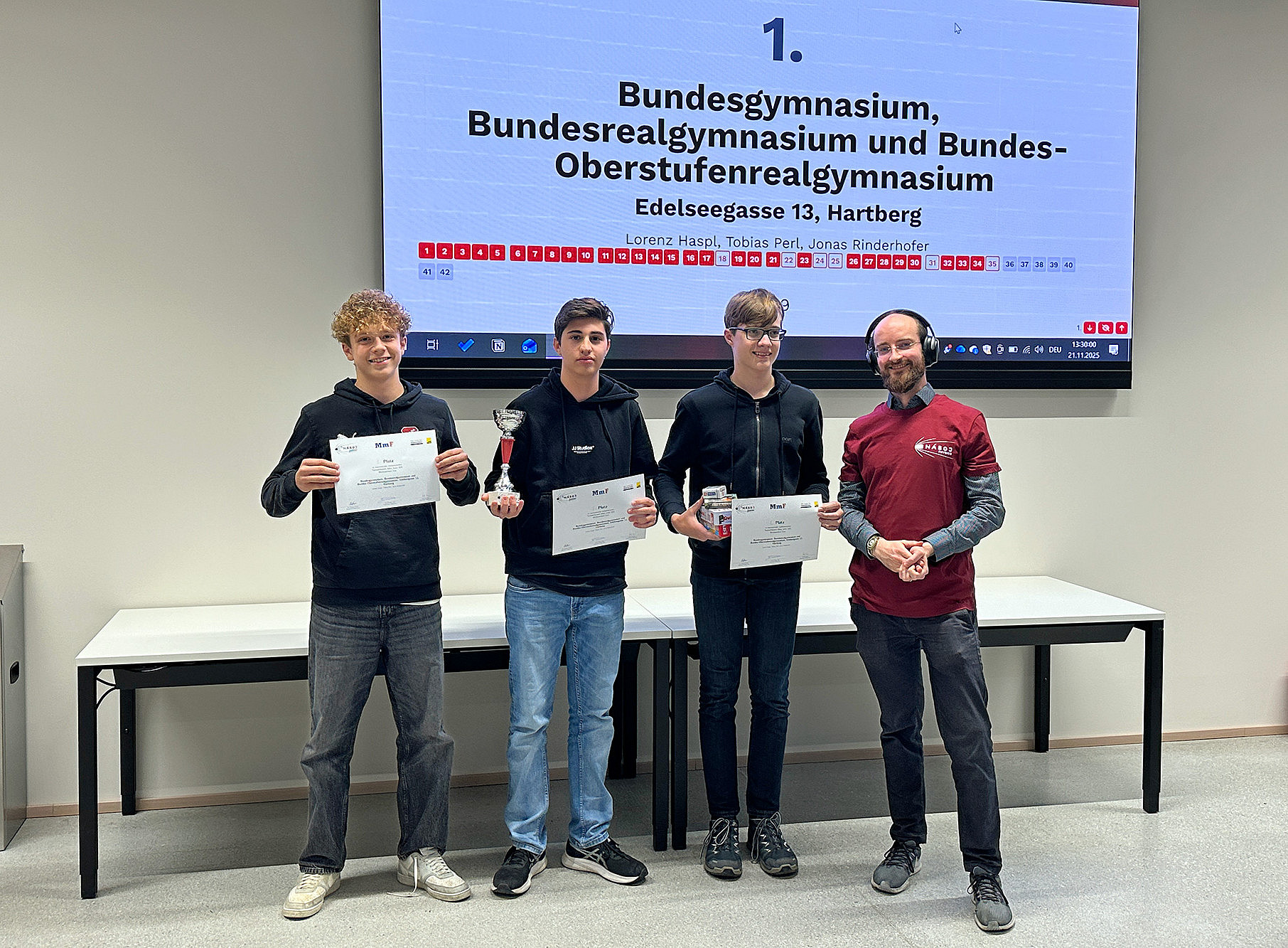 Gruppenfoto von den Siegern des Naboj-junior-Wettbewerbs an der Uni Graz 