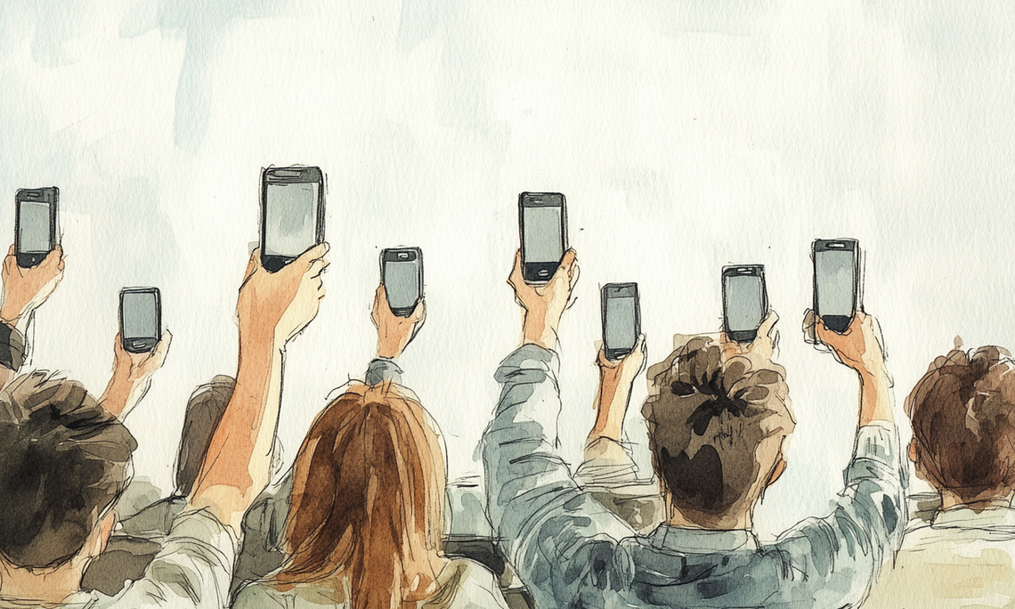 Studierende mit Smartphone in der Hand