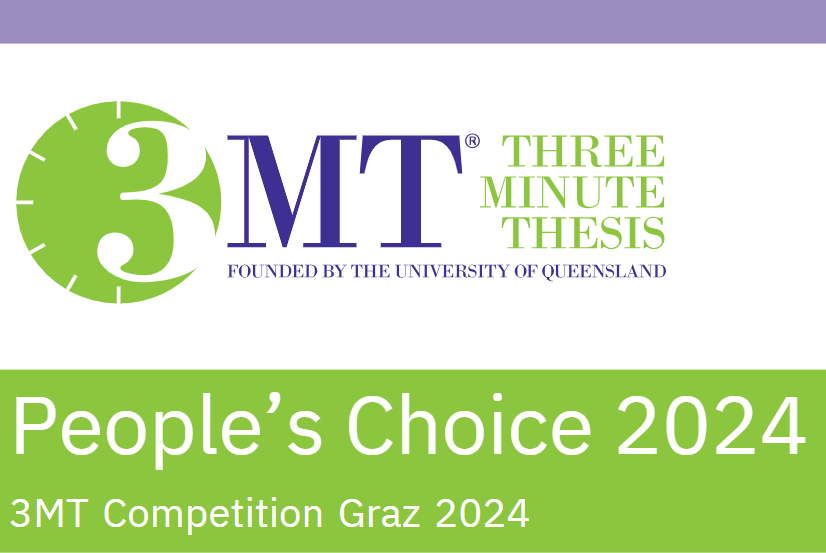 Words "People's Choice 2024 with 3MT logo ©Raphaela Hemet, Doctoral Academy Uni Graz