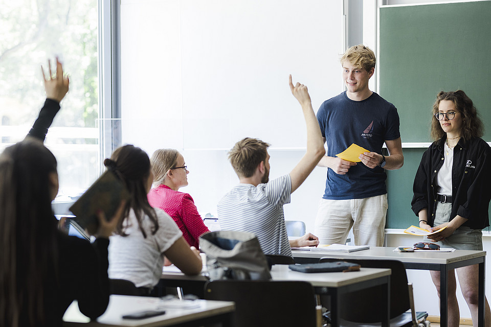 Students in a group room
