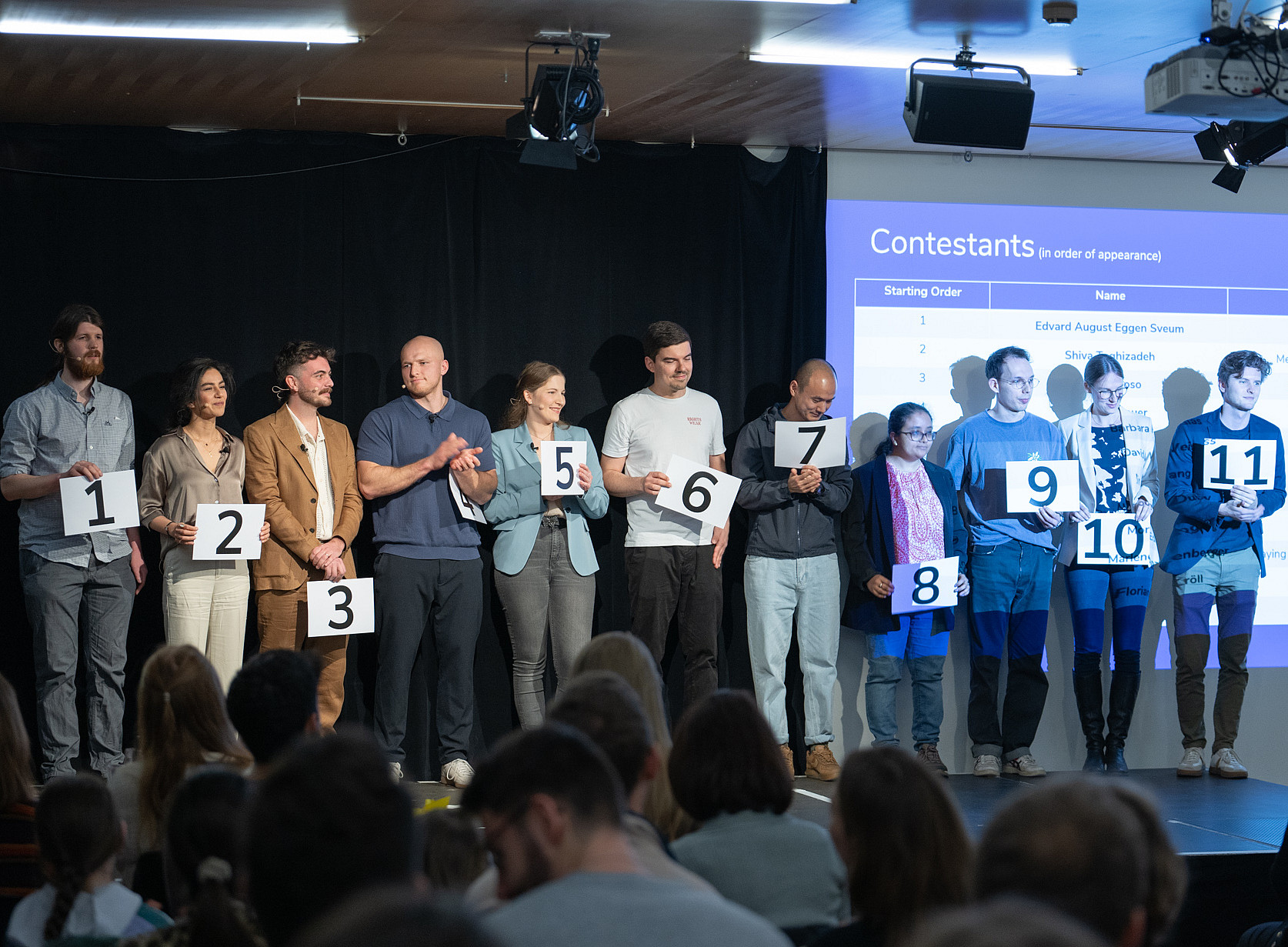 all contestants of 3MT 2026 featured on stage ©Uni Graz/Angele