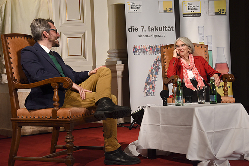 Donna Leon und Romedio Schmitz-Esser beleuchteten die Facetten des Morbiden und des Mordens. Fotos: Uni Graz/Schweiger 