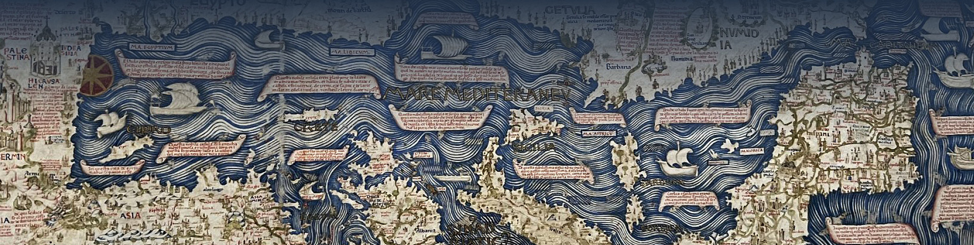 Landkarte ©Nach Osten ausgerichtete, vormoderne Karte des Mittelmeerraums, Foto von Prof. Dr. Cristina Andenna privat