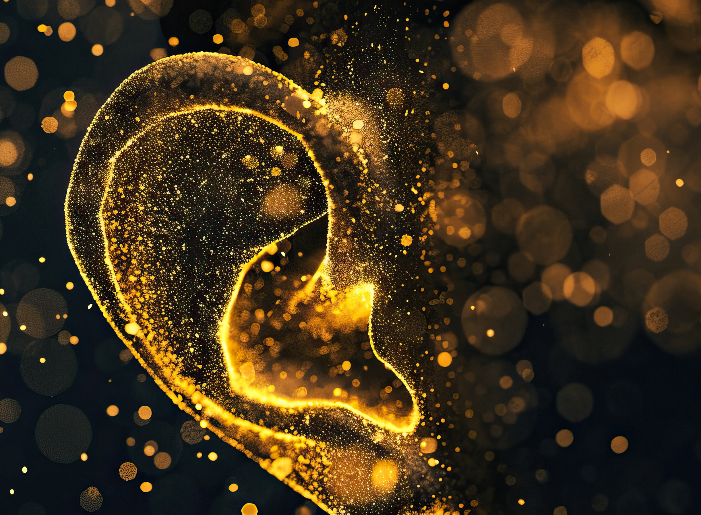 Abbildung eines goldenen Ohres mit digitalen Mitteln ©StasySin - stock.adobe.com