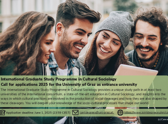 2025 call for applications for the International Graduate Study Programme in Cultural Sociology for the University of Graz as entrance university ©By International Relations Office/Uni Graz @Canva