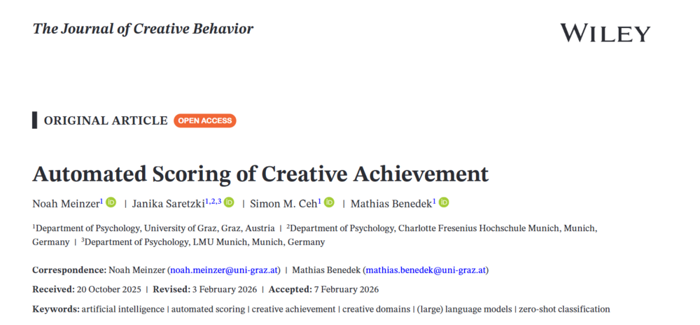 Screenshot des Papers "Automated Scoring of Creative Achievement" 