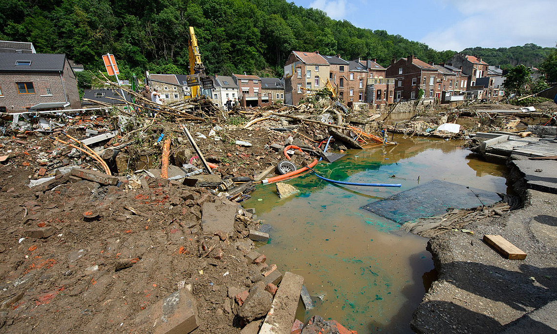 Unwetter, wie hier in Belgien im Juli 2021, sind Resultate des fortschreitenden Klimawandels. Foto: © EU/Christophe Licoppe via Wikipedia