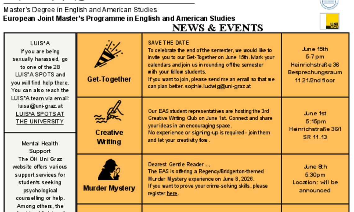 monthly newsletter of the european joint masters programme in english and american studies june 2026