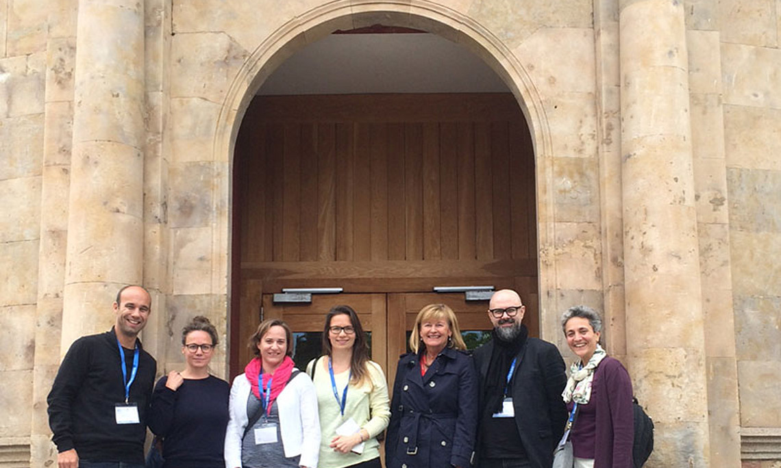 Die Grazer Delegation in Salamanca: Mario Müller, Judith Laister, Bernadette Biedermann, Alexandra Dorfer, Christa Neuper, Gerald Lind und Diana Afrashteh (v.l.). Foto: BIB. 