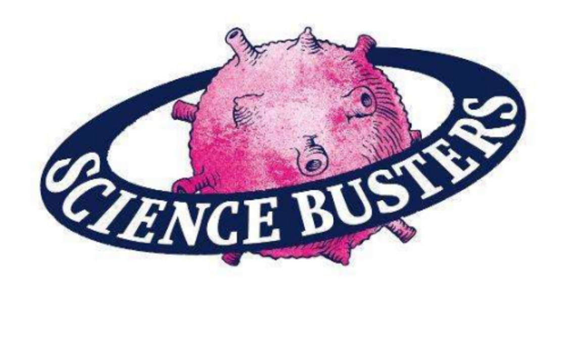 Logo der Science Busters, rosa Planet