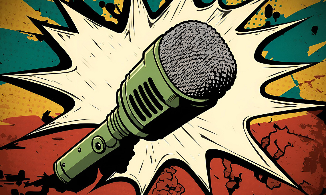 Comics Zeichnung eines Mikrophons