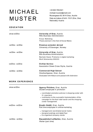 CV Vorlage 