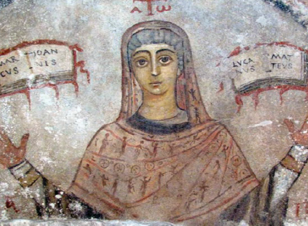 Bild von Kyril Freskus von 5-6 Jahrhundert AD en Katakombes in Neapol 