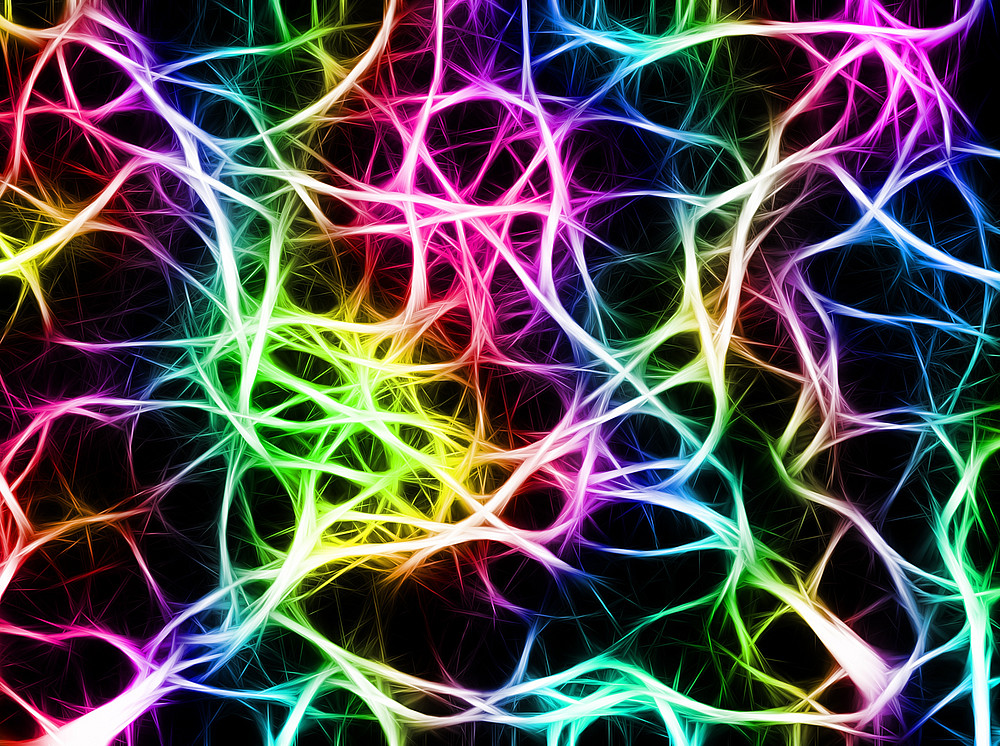 bunt leuchtendes Netzwerk an Neuronen ©Gerd Altmann / Pixabay.