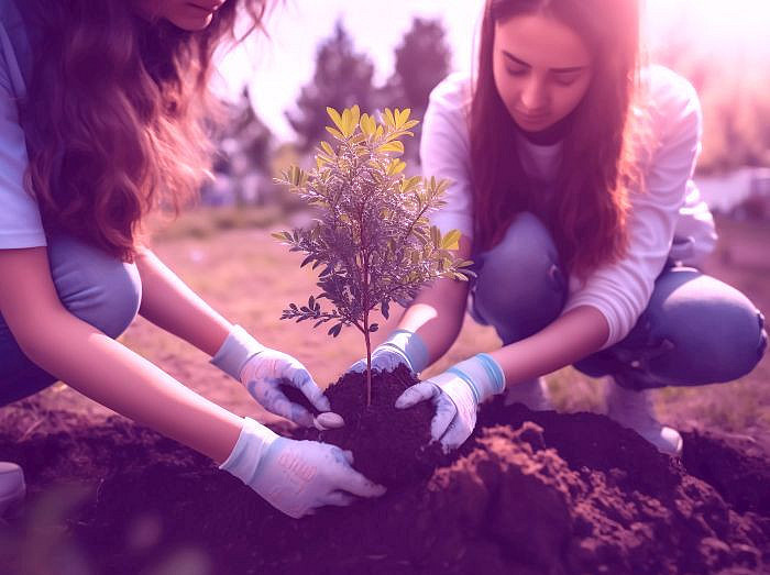Two young women plant a tree ©AdobeStock/merklicht.de