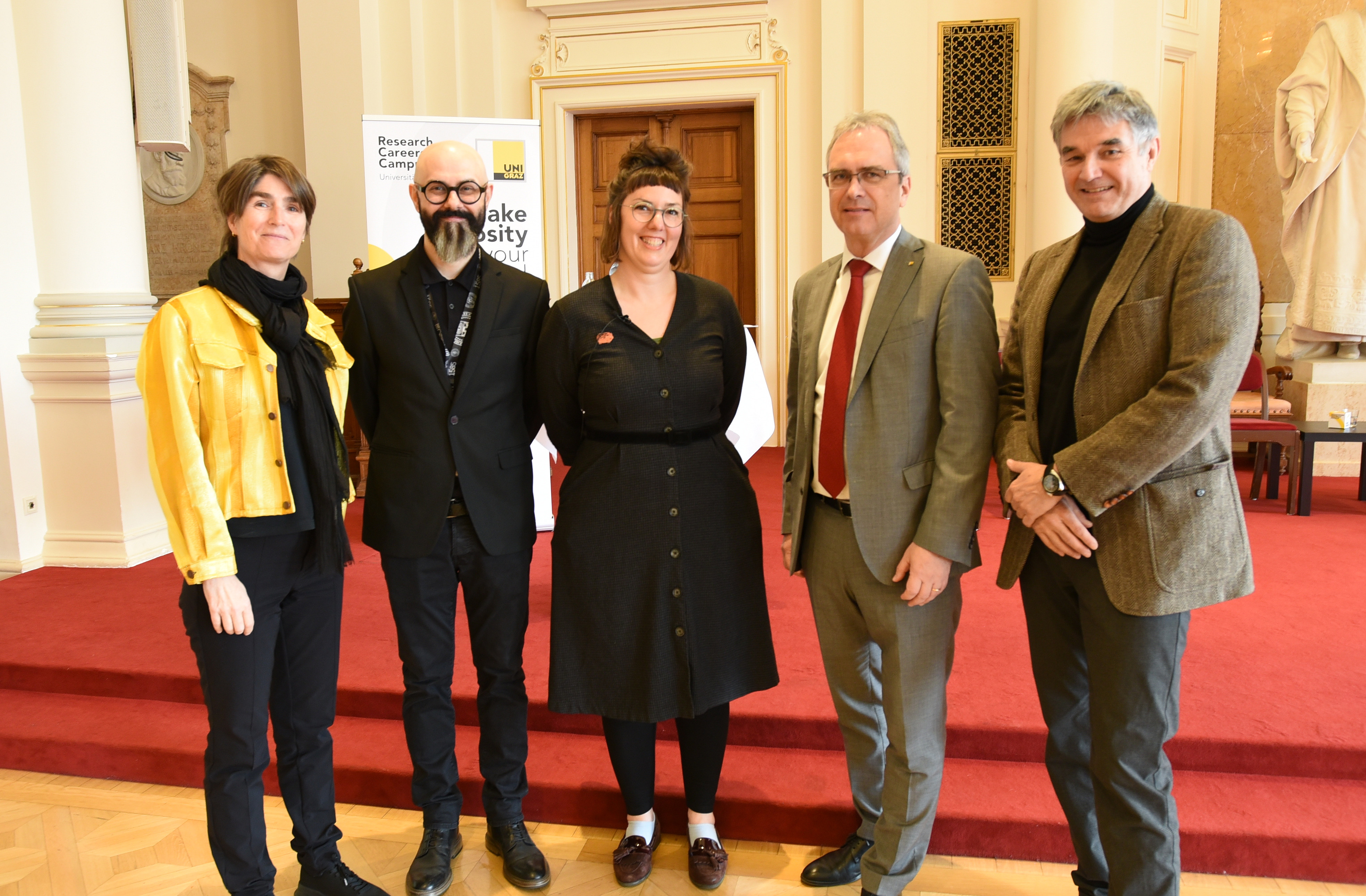 Mireille van Poppel, Gerald Lind, Johanna Stadlabuer, Peter Riedler und Joachim Reidl (v. l.) ©Uni Graz/Schweiger