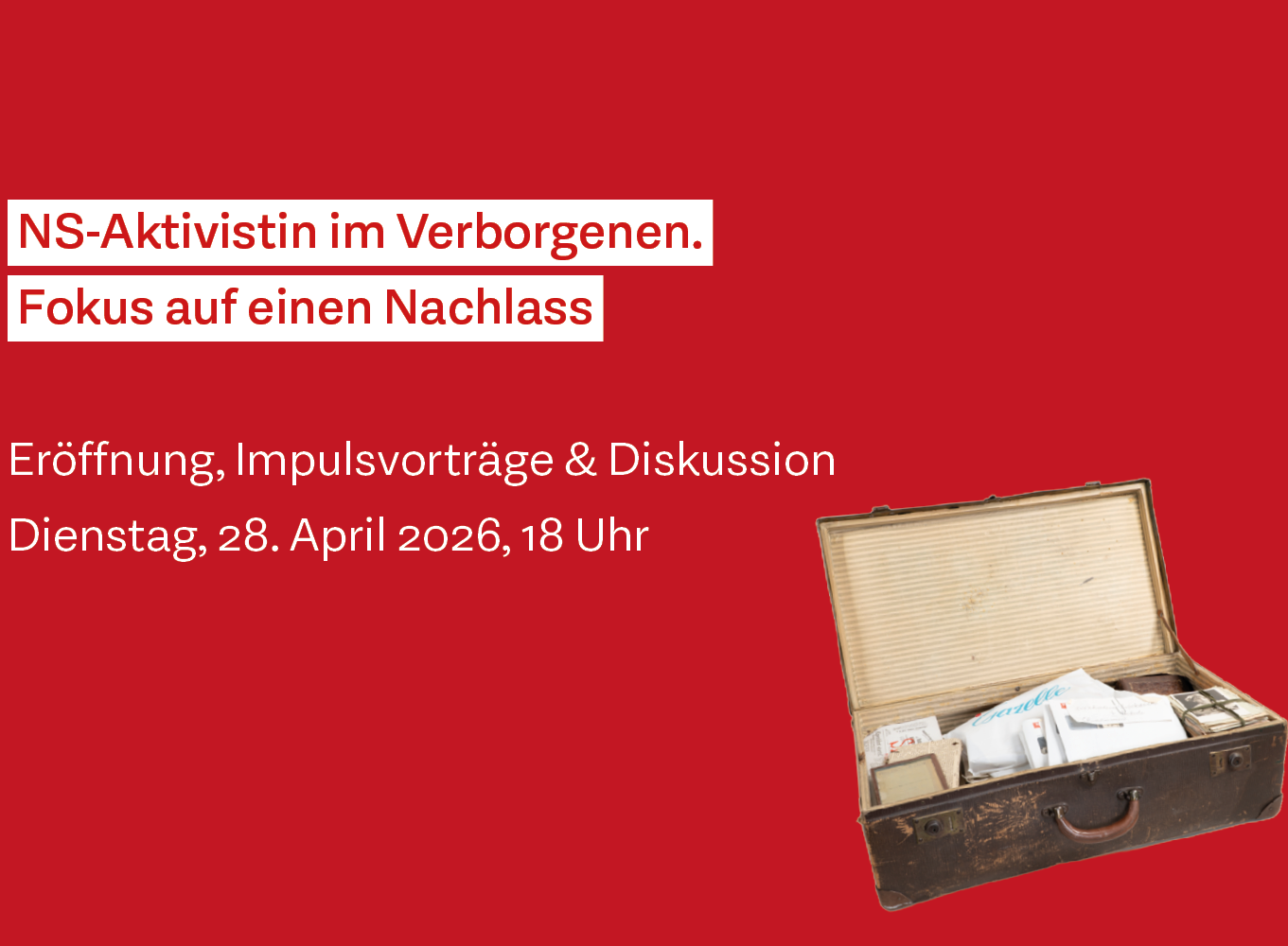 Grafik mit Koffer und Veranstaltungsdaten ©Haus der Geschichte Österreich