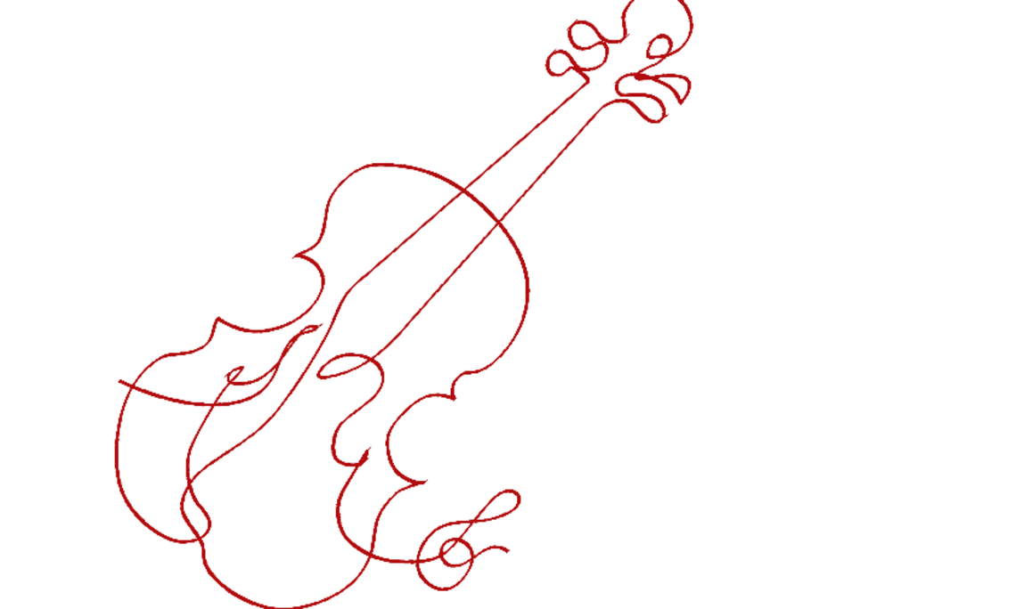 Kontur einer Violine mit rotem Stift gezeichnet