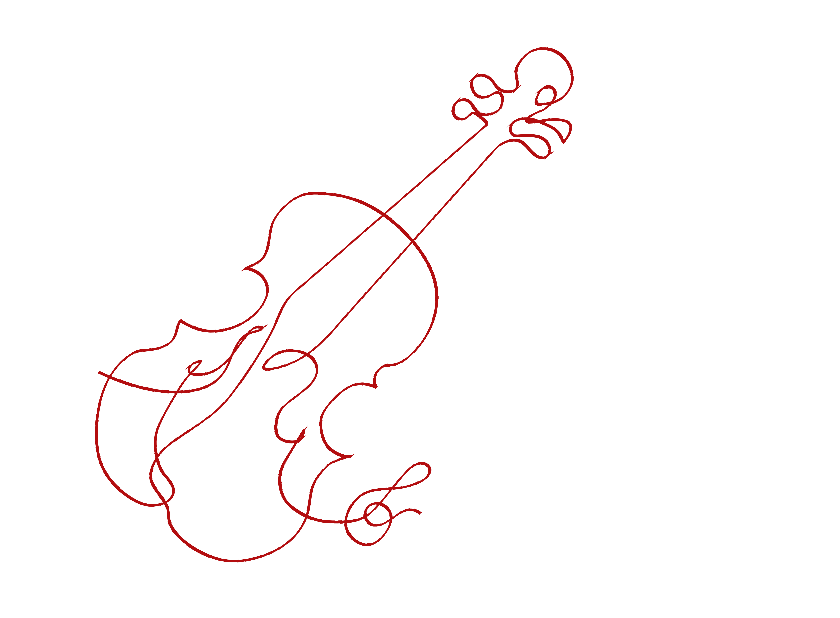 Kontur einer Violine mit rotem Stift gezeichnet 