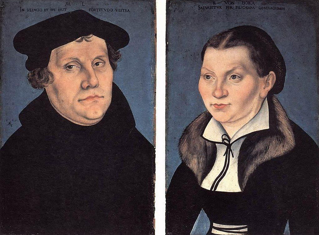 Darstellung von Martin Luther und und seiner Frau Katharina von Bora ©Public domain, via Wikimedia Commons