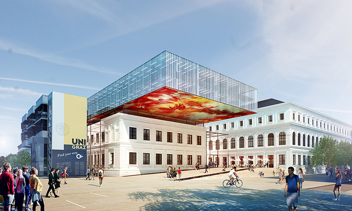 Ein unter der Campusoberfläche versenkter Hörsaal mit bis zu 430 Sitzplätzen entsteht ab 2016. Visualisierung © Atelier Thomas Pucher ZT GmbH
