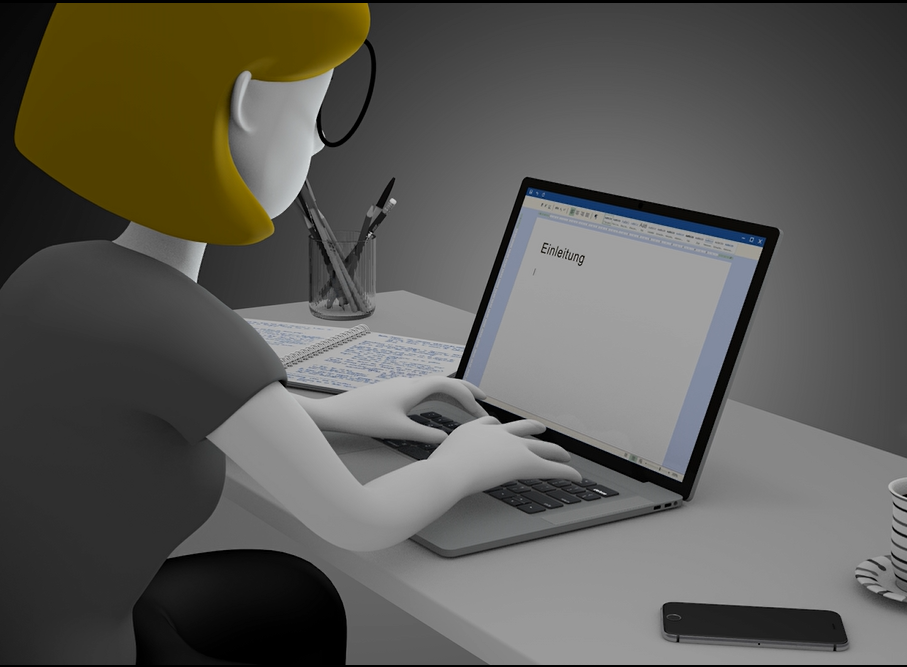 Schreiben am Laptop 