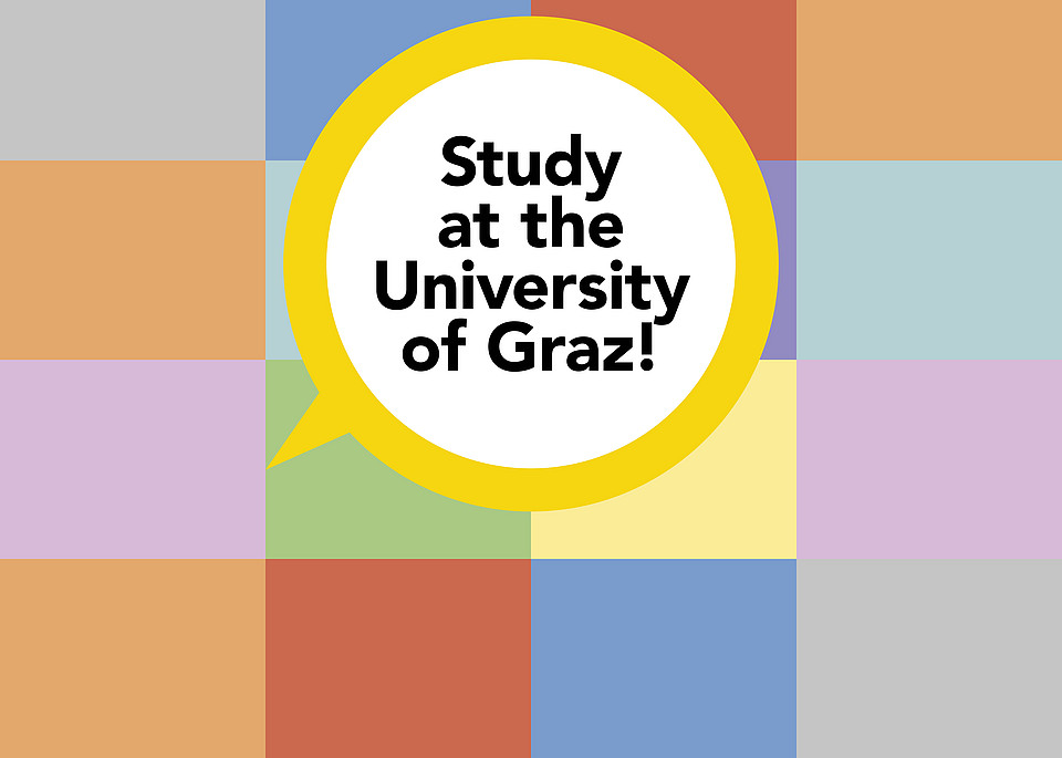 Find your studies! is symbolised by colourful squares with speech bubbles