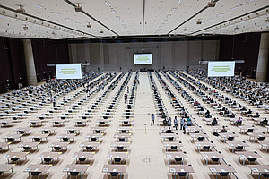 Das Aufnahmeverfahren für den Bachelor Psychologie findet, wie im vergangenen Jahr bereits, in der Stadthalle Graz statt. Foto: Uni Graz/Tzivanopoulos