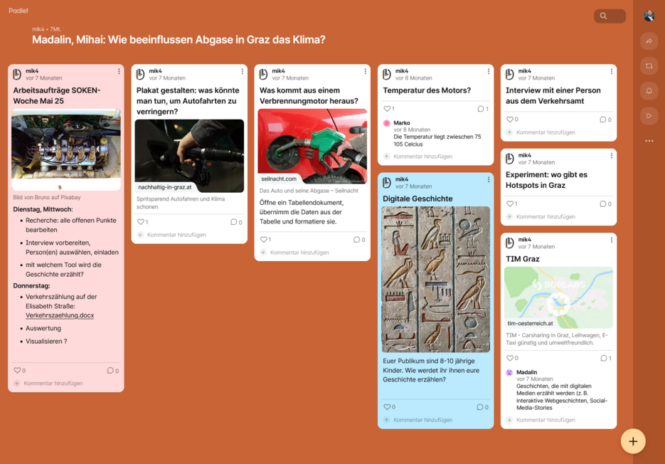 Padlet zum Thema Abgase 