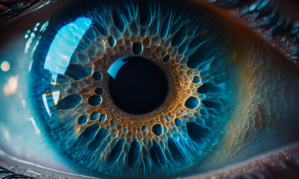 close up view of a eye