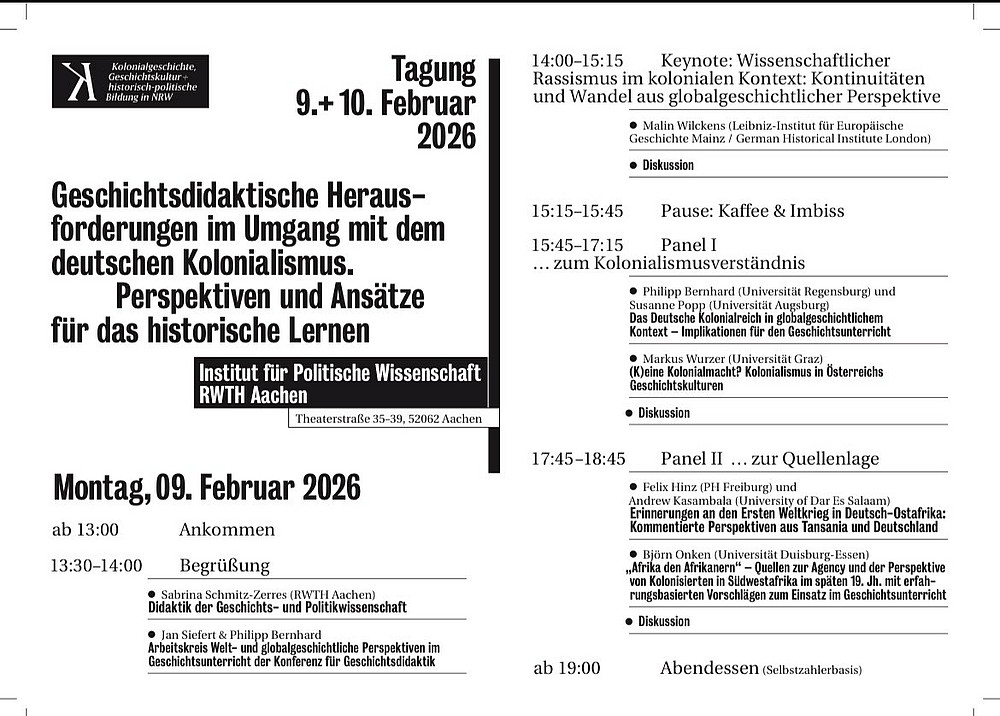 Tagung Geschichtsdidaktische Herausforderungen im Umgang mit dem deutschen Kolonialismus. 