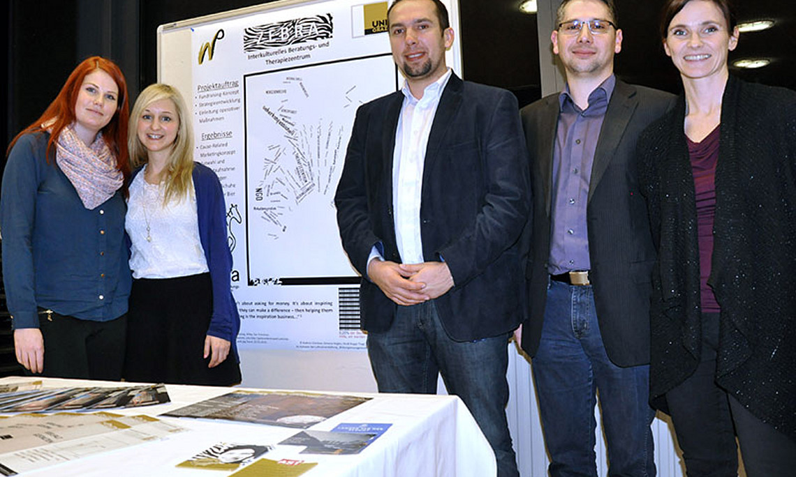 Simone Kogler, Gönitzer Kathrin, Alexander Smolej, Mario Obitsch und Heidi Koppi-Tragl (v.l.) erarbeiteten ein Fundraising-Konzept für Zebra. Fotos: Günter Vollmann