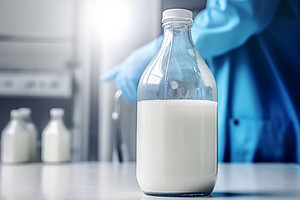 Eine Flasche Milch in einem Labor