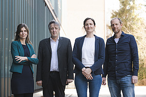Molecular biologists Jelena Tadic, Frank Madeo, Julia Ring and Tobias Eisenberg (left to right) are one step closer to deciphering Alzheimer's disease.   Photo: Uni Graz/Tzivanopoulos. 