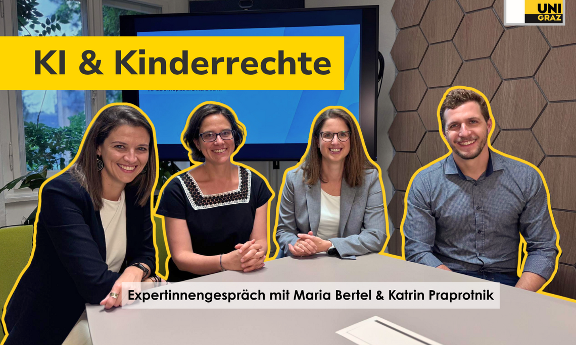 Expertinnengespräch KI & Kinderrechte: Jetzt auf YouTube ansehen – einfach ins Bild klicken! | Grafik: Canva/Plattner, Hofbauer