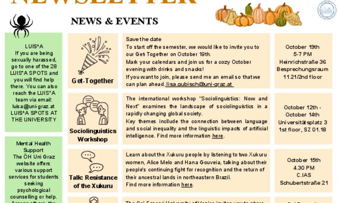 monthly newsletter of the European Joint Masters Programme in English and American Studies at the University of Graz October 2026