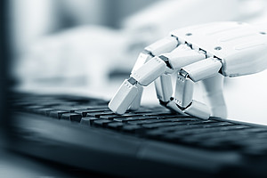Robot hand taps on keyboard ©M.Doerr & M.Frommherz GbR - Adobe Stock