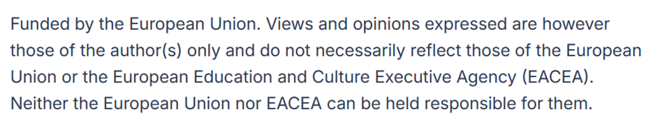 Disclaimer funded by the European Union ©European Union - Disclaimer