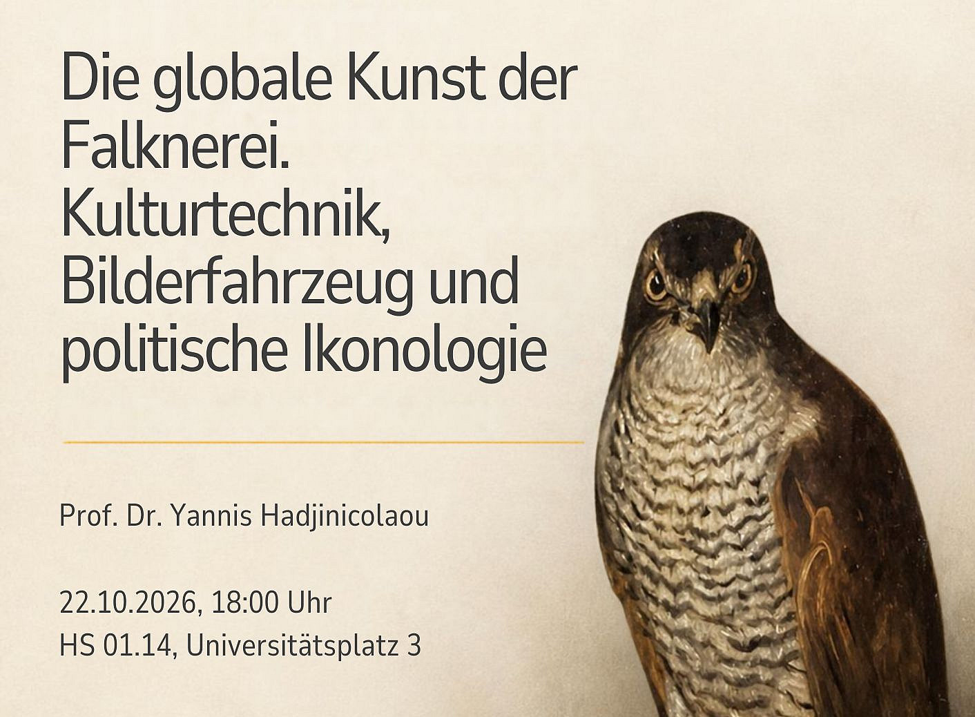 Poster des Vortrages mit einem Falken ©uni graz