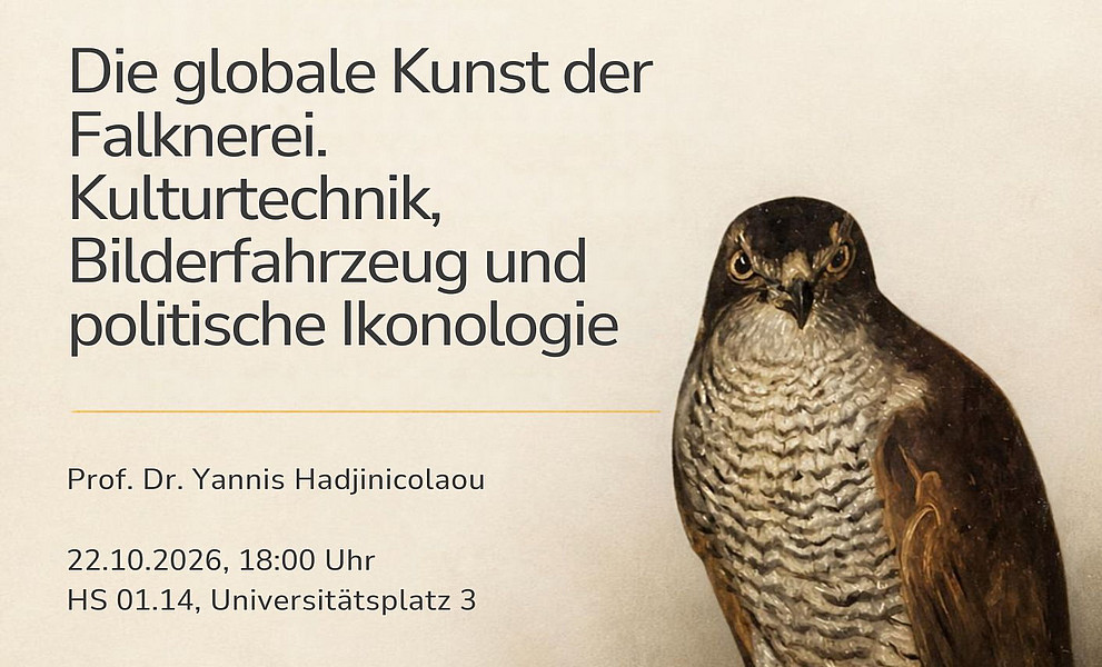 Poster des Vortrages mit einem Falken