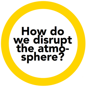 Yellow circle with "How do we disrupt the atmosphere?" in the center 