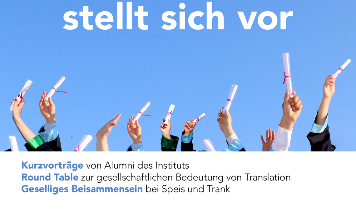 Poster zum Alumni-Tag am Institut für Translationswissenschaft am 26.09.2023