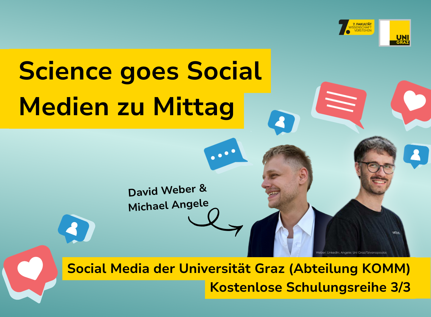 Science goes Social 3 mit Weber & Angele ©Uni Graz/Canva/Plattner
