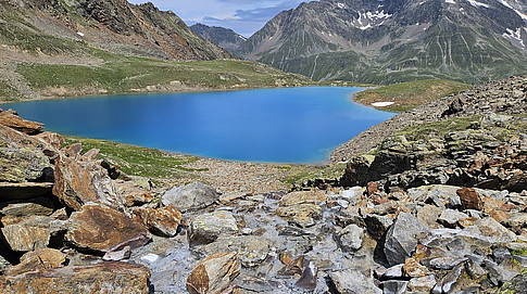 Mineralkrusten bei Quellwässern von Blockgletscher 